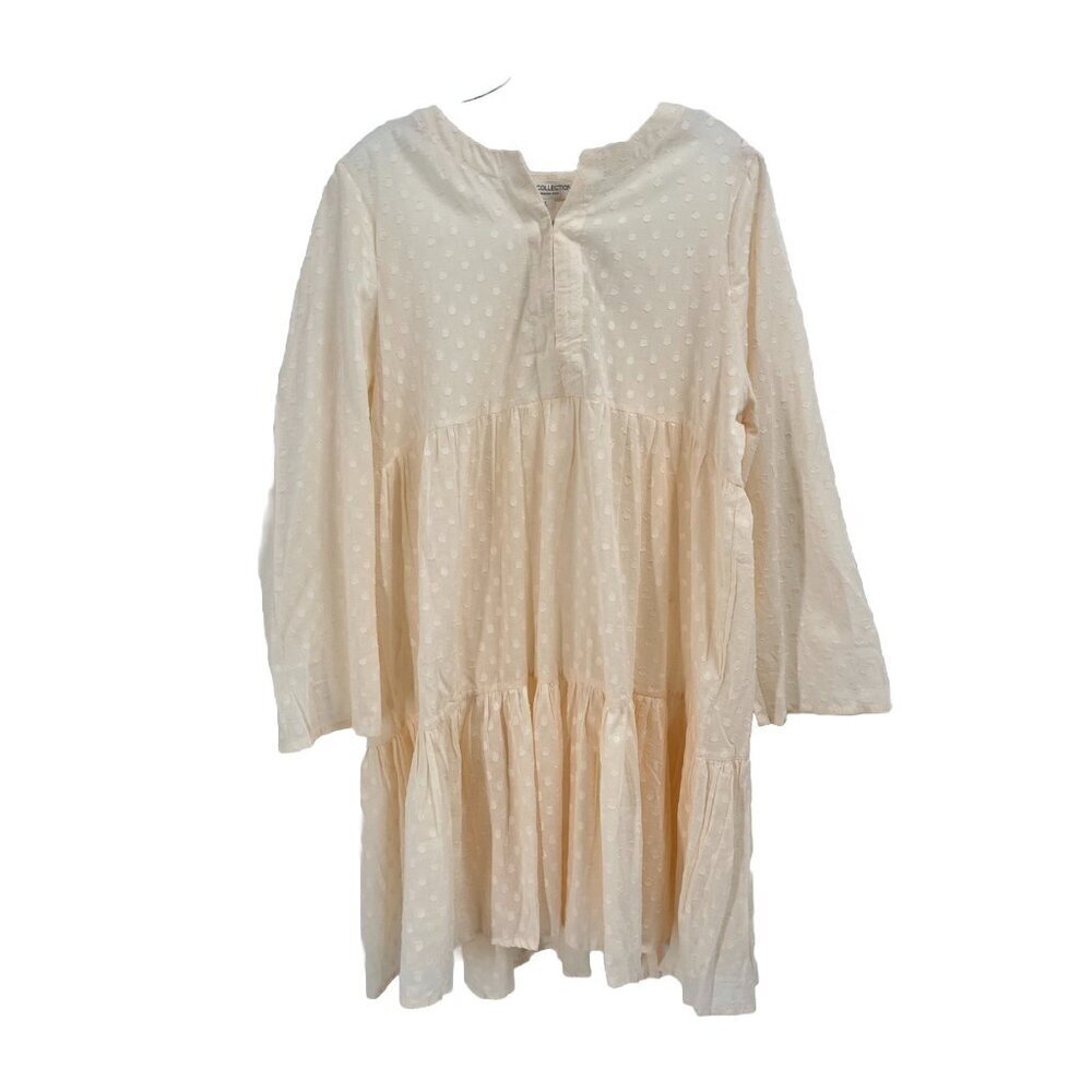 Emerson Fry India Collection Layla Dress Cream Swiss Dot Whimsy Fairy Sz L NWT
